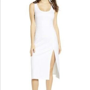 Leith white bodycon dress with slit
